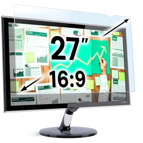 27 inch Blue Light Blocking Screen Protector Panel for 16:9 Widescreen Computer Monitor and Laptop - PC Anti-UV Eye Protection Filter Film - Anti-Scratch Diagonal Frame Shield [1 Pack] - color: Blue Screen for Monitor, size: [1 Pack] 27" DIAGONAL (16:9)