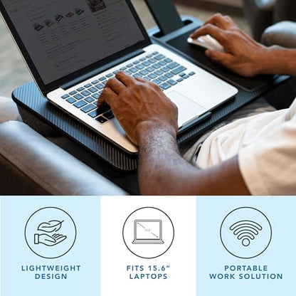 LAPGEAR Home Office Lap Desk – Black Carbon, Fits 15.6” Laptops - color: Black Carbon, size: Home Office W/Device Ledge