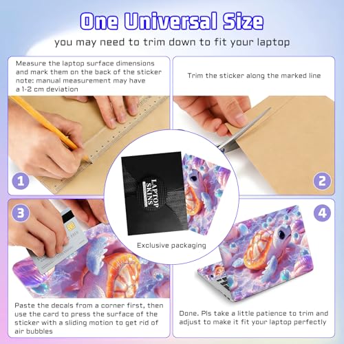 Universal Laptop Skin Sticker Decal, Compatible with MacBook HP Dell Lenovo 12"-15.6", Reusable Vinyl Notebook Cover 3PCS Set, High-Recognition Film-Cute 3D Baby Sea Turtle - color: Cute 3D Baby Sea Turtle