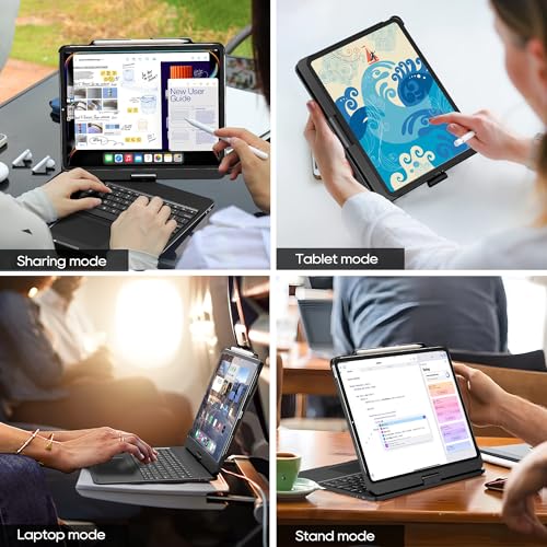 Keyboard Case for iPad Air 13 inch, Pro 13 and Pro 12.9 (6th-3rd Gen) Black | Pekarejue 360 Rotatable, Trackpad, Backlit, Pencil Holder, Fit iPad Air 13 M4 M3 M2, M5 M4 Pro 13"/12.9" (6th 5th 4th 3rd ) - color: Black, size: iPad Air/iPad Pro (13"/12.9")