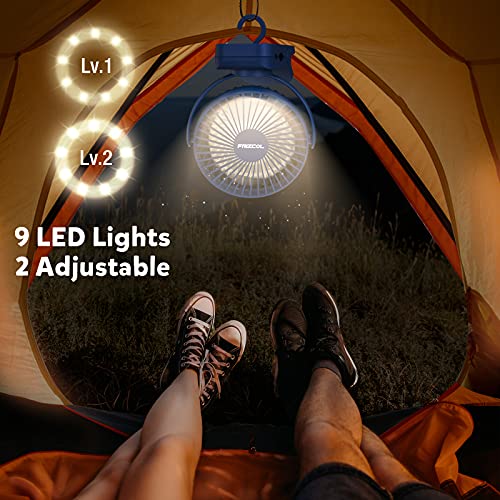 Clip on Fan, 65H Working Time Rechargeable Fan with LED Lights/Remote/Hooks | 12000mAh Battery Powered Fan with Strong Clamp, Small Desk Fan Mini Fans for Tents Travel Outdoor Camping Golf Cart Stroller - color: Dark Blue