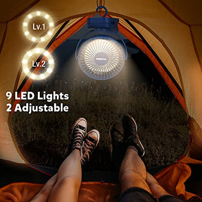 Clip on Fan, 65H Working Time Rechargeable Fan with LED Lights/Remote/Hooks | 12000mAh Battery Powered Fan with Strong Clamp, Small Desk Fan Mini Fans for Tents Travel Outdoor Camping Golf Cart Stroller - color: Dark Blue