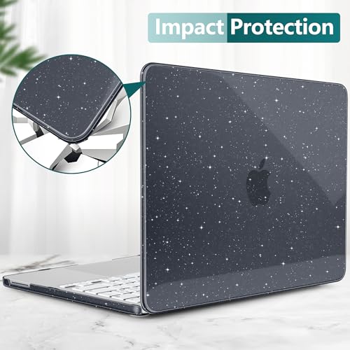 DONGKE Glitter Case for MacBook Neo 13 Inch 2026 (Model A3404 | A18 Pro Chip) | Clear Sparkly Hard Shell Cover with Screen Protector & Keyboard Cover & 2 USB-C Adapters - Bling Black - color: Bling Black