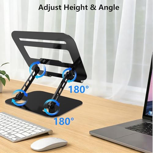 Adjustable Laptop Stand Computer Riser for Desk, Black | Stable Metal Base, Height & Angle Adjustment, Ergonomic & Foldable, Heat Dissipation Design, Wide Compatibility - color: Black