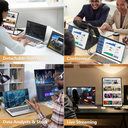 Laptop Screen Extender 2.5K Monitor - 16" Double Portable Monitor 2560x1600P QHD 100% sRGB IPS 235° Rotation Detachable Screen Design Extra Compatible with Mac Wins Dex Chrome Fits 13"-17" Laptops - size: 16" Screen Extenders