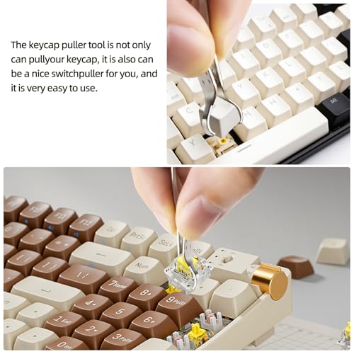 1 PCS Keycap Puller Switch Puller with 2 Cleaning Brushes | For Mechanical Keyboard, Fixing & Removal Tool, Stainless Steel