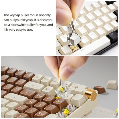 1 PCS Keycap Puller Switch Puller with 2 Cleaning Brushes | For Mechanical Keyboard, Fixing & Removal Tool, Stainless Steel