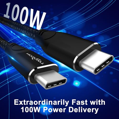 Twozoh USB C to USB C 3.2 Gen 2 Cable 20Gbps Data Transfer 100W PD Fast Charging 4K Video Output Monitor Cord (6.6FT, Black) - size: 6.6FT, style: 1 Pack Black