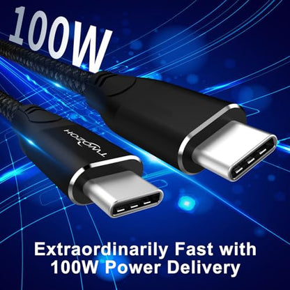 Twozoh USB C to USB C 3.2 Gen 2 Cable 20Gbps Data Transfer 100W PD Fast Charging 4K Video Output Monitor Cord (6.6FT, Black) - size: 6.6FT, style: 1 Pack Black