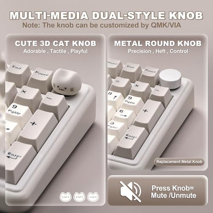 YUNZII B98 PRO Wireless Mechanical Gaming Keyboard, QMK/VIA | 96% Layout with Numpad,Dual-Style Knob Design,Pre-Lubed Switches,Hot Swap,Gasket,RGB for Win/Mac (Beige, Candy Linear Switch) - color: Beige, size: Candy Linear Switch