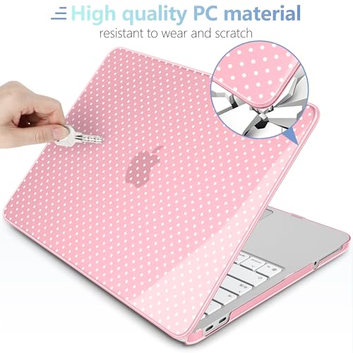 MEEgoodo 4-in-1 Printed Case for MacBook Neo 13 inch 2026 Release Model A3404, Laptop Hard Shell Cases with Keyboard Skin & Screen Protector & Webcam Covers, Cherry Blossom Pink&Polka Dots - color: Cherry Blossom Pink&Polka Dots