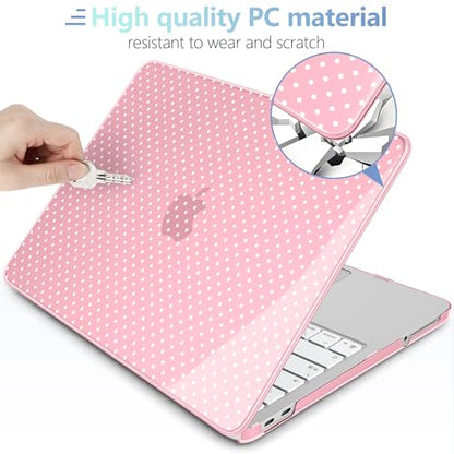 MEEgoodo 4-in-1 Printed Case for MacBook Neo 13 inch 2026 Release Model A3404, Laptop Hard Shell Cases with Keyboard Skin & Screen Protector & Webcam Covers, Cherry Blossom Pink&Polka Dots - color: Cherry Blossom Pink&Polka Dots