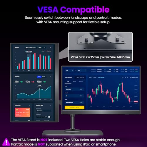 Upperizon Portable Monitor 15.6 inch 4K UHD 3840X2160 145% sRGB IPS HDR HDMI USB-C Travel Monitor for Laptop MacBook PC Surface PS5 Xbox, External Display with Kickstand & Speakers, VESA Compatible - size: 15.6 in