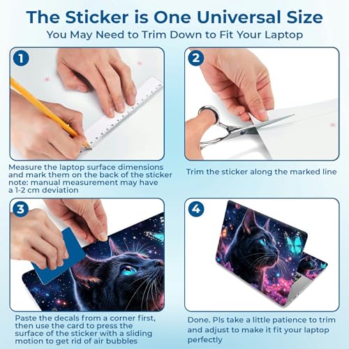 Reusable Universal Laptop Skin Sticker, Cut to Fit for 11.6–15.6 Inch Laptops, Waterproof Protective Film, No-Residue - Dreamy Cat - color: Dreamy Cat
