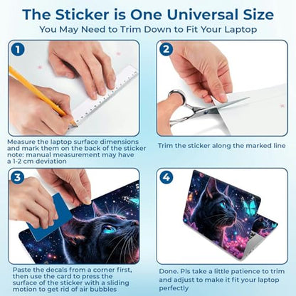 Reusable Universal Laptop Skin Sticker, Cut to Fit for 11.6–15.6 Inch Laptops, Waterproof Protective Film, No-Residue - Dreamy Cat - color: Dreamy Cat