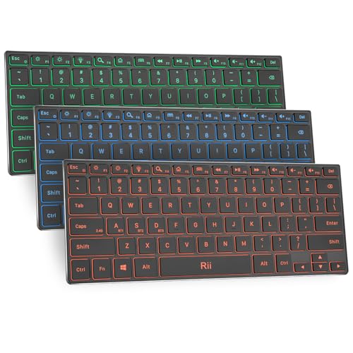 Rii Wireless Bluetooth Keyboard(2.4G+BT5.0) with Aluminum Alloy for Windows | X9 Dual Mode Rechargeable Keyboard with RGB Backlit for Tablet,Surface,PC,Laptop with Windows