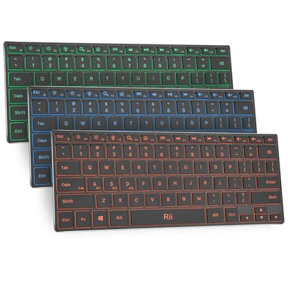 Rii Wireless Bluetooth Keyboard(2.4G+BT5.0) with Aluminum Alloy for Windows | X9 Dual Mode Rechargeable Keyboard with RGB Backlit for Tablet,Surface,PC,Laptop with Windows