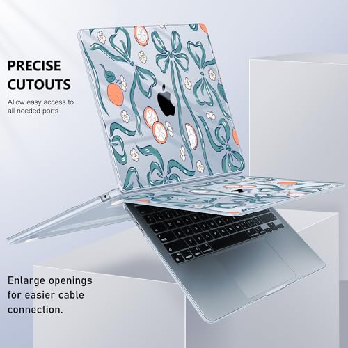 May Chen for MacBook Air 15 inch Case M5 M4 M3 M2 2026 2024-2023, Model A3448 A3241 A3114 A2941, Closes Seamlessly Hard Shell Laptop Cover with Keyboard Cover, Flower & Bows - color: Flower & Bows