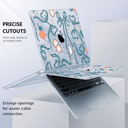 May Chen for MacBook Air 15 inch Case M5 M4 M3 M2 2026 2024-2023, Model A3448 A3241 A3114 A2941, Closes Seamlessly Hard Shell Laptop Cover with Keyboard Cover, Flower & Bows - color: Flower & Bows