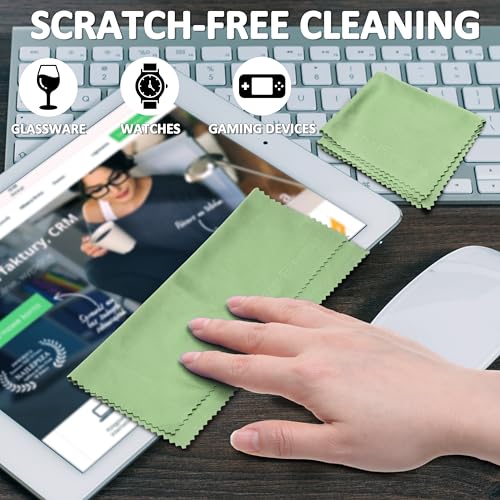 Eco-Fused Microfiber Cleaning Cloths - 12 Pack - Ideal for Cleaning Glasses, Spectacles, Camera Lenses, iPad, Tablets, Smartphones, iPhone, Android Phones, Laptops, LCD Screens - color: Yellow/Green (12 Pack)
