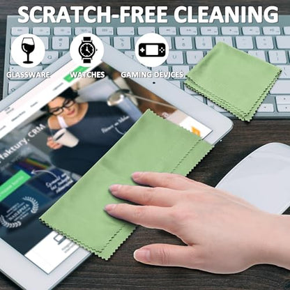Eco-Fused Microfiber Cleaning Cloths - 12 Pack - Ideal for Cleaning Glasses, Spectacles, Camera Lenses, iPad, Tablets, Smartphones, iPhone, Android Phones, Laptops, LCD Screens - color: Yellow/Green (12 Pack)