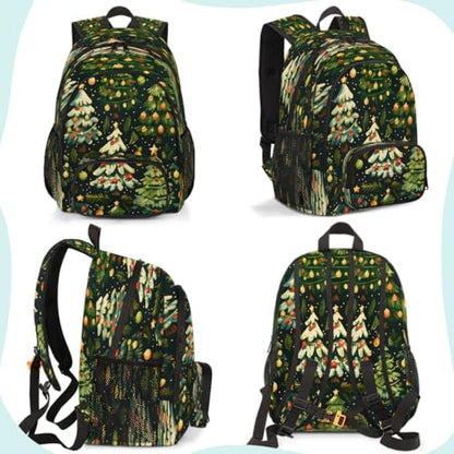 Merry Christmas Laptop Backpack for Women Men, 18.3 Inch Travel Work Backpacks, Christmas Tree Waterproof Computer Casual Daypack Nurse Teacher Bags - color: Multicolor 3