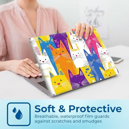 Reusable Universal Laptop Skin Sticker, Cut to Fit for 11.6–15.6 Inch Laptops, Waterproof Protective Film, No-Residue - Colorful Cat Crowd - color: Colorful Cat Crowd
