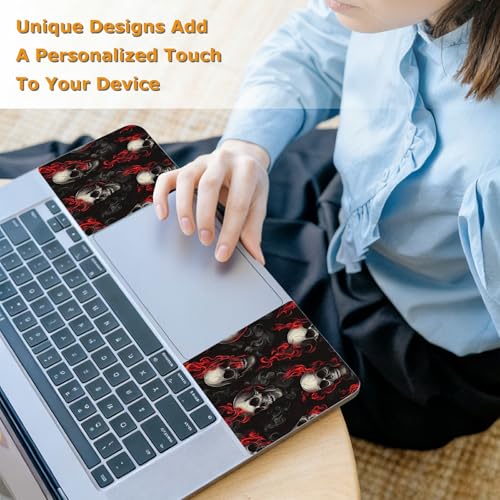 Universal Laptop Skin Sticker with 2 Wrist Pad Decals, 3-Piece Removable Vinyl Laptop Cover, Dark Skull Fire Waterproof Anti-Scratch, Easy-Trim Fit for 13.3" 14" 15.6" Laptops - color: Dark Skull Fire
