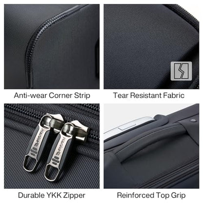 Hanke 3 Piece Luggage Sets Softside Expandable Carry On Luggage Set Travel Suitcase Sets with Spinner Wheels TSA Approved Luggage(Black, 20in/24in/28in) - color: Black, size: 3 Pc Set(20/24/28)