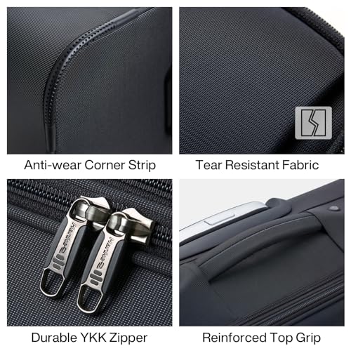 Hanke Softside Expandable 20 Inch Carry On Luggage with Wheels Airline Approved, TSA Luggage Lightweight Rolling Suitcases for Travel Carry On Bag(Black) - color: Black, size: 20 Inch Carry on