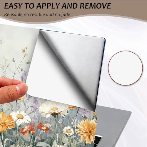 Laptop Skin 12.1-15.6 inch Removable Universal Reusable Laptop Sticker Decal,Waterproof No Residue Vinyl Cover,Scratch-Resistant Cuttable Full Wrap Sticker for Notebook, Pastel Meadow Flower - color: Pastel Meadow Flower