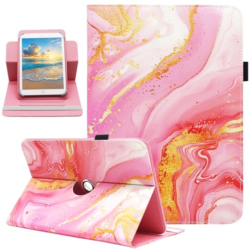 Universal 10 10.1 Inch Android Tablet Case, Dluggs 360 Degree Rotating Multi-Angle Viewing Stand Universal Case Cover for 10 10.1 and All 9.5-10.5 Inch Tablet, Pink Marble - color: Pink Marble