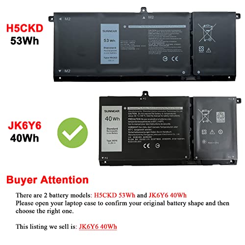 40Wh JK6Y6 Laptop Battery for Dell Latitude 3410 3510 Vostro 5402 5502 | 11.4V; Battery Replacement for Dell Inspiron 5300 5401 5402 5408 5409 5508 5400 5406 7405 7300 7500 2-in-1 Silver - size: 8.7*5.16*1.34 inches JK6Y6