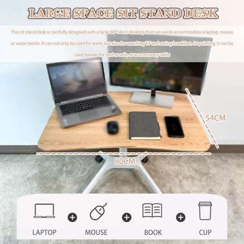 Mobile Laptop Desk Home, Lift Stand Up Desk with Casters, Large Capacity Mobile Study Table, Height Adjustable Sofa Side Table, Easy to Install(Silver) - color: Silver