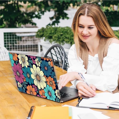 Laptop Skin Sticker Decal, Universal Reusable Vinyl Laptop Cover for 12" 13" 13.3" 14" 15" 15.4" 15.6" Notebook PC, Reusable Waterproof Scratch-Resistant with 2 Wrist Pads,Cute Art Flowers - color: Cute Art Flowers