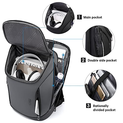 BANGE Business Smart Backpack Waterproof fit 15.6 Inch Laptop Backpack with USB Charging Port,Travel Durable Backpack - color: Grey