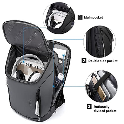 BANGE Business Smart Backpack Waterproof fit 15.6 Inch Laptop Backpack with USB Charging Port,Travel Durable Backpack - color: Grey