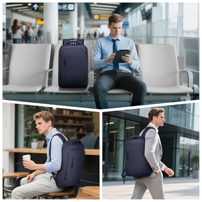 Small Inch Laptop Backpack with USB A/C Port, Slim Water-Resistant Computer Backpack for Work, College and Travel, Blue - color: Blue