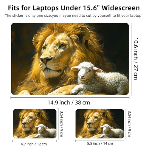 Aesthetic Laptop Skin Cover,12-15.6 Inch Universal Vinyl Sticker Decal,Waterproof Scratch-Resistant Notebook Wrap,Removable Residue-Free Protector,Lion and Lamb - color: Lion And Lamb