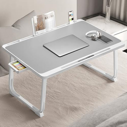 Extra Large 23 Inch Laptop Desk for Bed | Portable Lap Tray Table with Storage Drawer & Bookstand, Laptop Bed Table for Eating Working Writing Reading