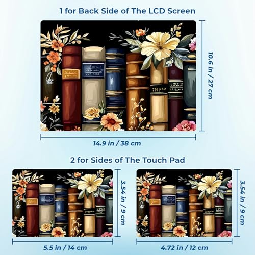 Reusable Universal Laptop Skin Sticker, Cut to Fit for 11.6–15.6 Inch Laptops, Waterproof Protective Film, No-Residue - Flower Book - color: Flower Book