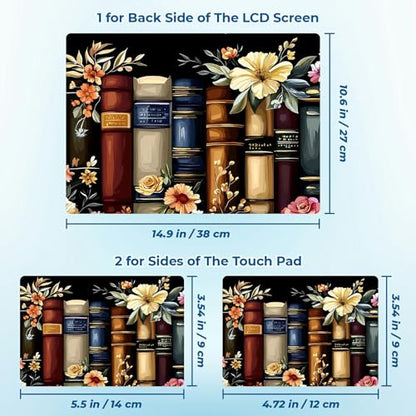 Reusable Universal Laptop Skin Sticker, Cut to Fit for 11.6–15.6 Inch Laptops, Waterproof Protective Film, No-Residue - Flower Book - color: Flower Book