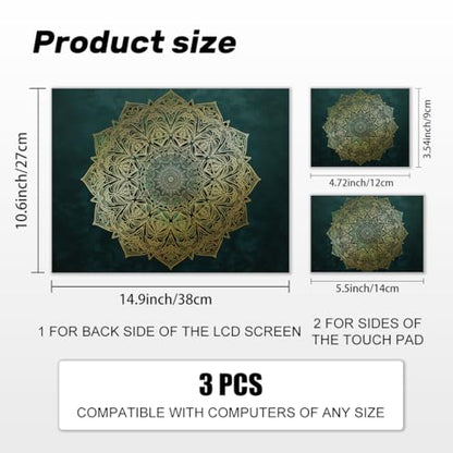 Mandalas Laptop Skin Sticker Decal PVC Vinyl Sticker Notebook PC Protector Waterproof Scratch Resistant Laptop Skin for 12.1 13 13.3 13.6 14 15 15.3 16 Inch Bohemian Style Deep Teal - color: Deep Teal Bohemian