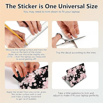 Laptop Skin Sticker Decal 15.6 Inch,12 13 13.3 14 15 15.6 in Laptop Netbook Skins for Notebook,Art Decal Removable Waterproof Scratch Resistant,Universal Vinyl Cover,Cherry Blossom Black - color: Cherry Blossom Black