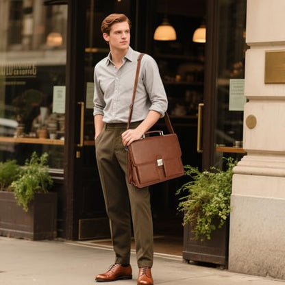 Jack&Chris Mens New PU Leather Attache Briefcase Traditional Messenger Lawyer Bag, MBYX015 - color: Coffee