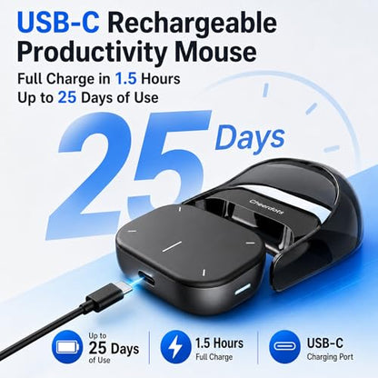 2026 Upgraded AI Voice Mouse - Wireless Air Mouse with AI Voice Assistant, 12 Languages Translation, Meeting Transcription & Summary - Detachable Computer Mouse, Presentation Clicker for Laptop - color: Black