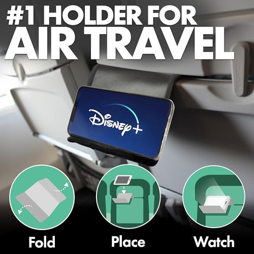 Airplane Phone Holder - Foldable Phone Stand for Plane Travel | Vegan Leather, Tabletop Mount Desk, Plane Tray Seat back, Treadmill, Fits iPhone Cell Phone, 9 x 4.3 in - color: Vegan Leather, size: Large