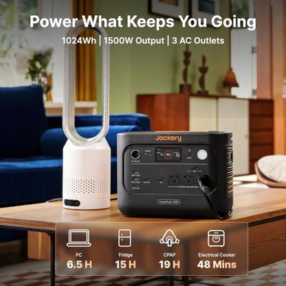 Jackery HomePower 1000 v2 Solar Generator with 200W Solar Panel, 1024Wh LiFePO4 Portable Power Station, 1500W Output, 10ms UPS, 3.8H Solar Charge, for Emergency, Outdoor, Off-grid - style: HP1000v2+200W