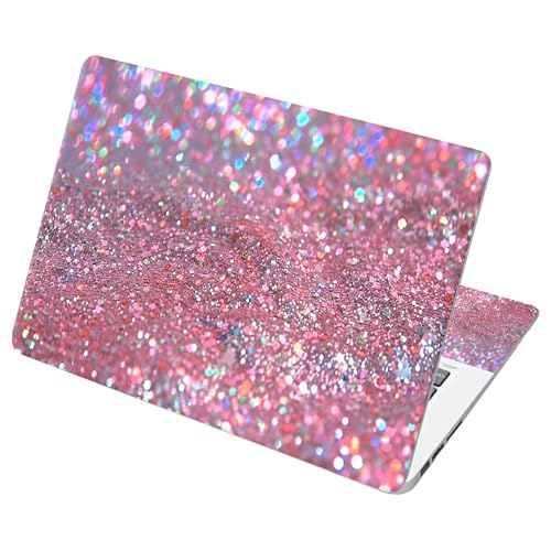 Universal Laptop Skin Sticker with 2 Wrist Pad Decals, 3-Piece Removable Vinyl Laptop Cover, Pink Glitters Waterproof Anti-Scratch, Easy-Trim Fit for 13.3" 14" 15.6" Laptops - color: Pink Glitters