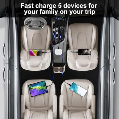 USB C Car Charger Adapter, 5 Ports 75W PD 3.0 Car Phone Charger Fast Charging Compatible with iPhone 16/15/14/13 Pro Max Series, iPad Pro, Galaxy S24/S23/S22/Note 20, Android, Pixel. - color: black/2pack